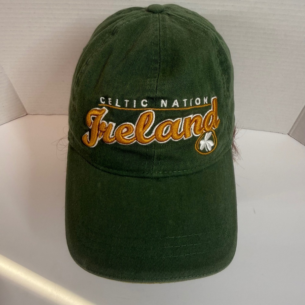 Lansdowne Celtic Nation Ireland Hat Green Shamrock Adjustable Cotton 7 3/8 Cap
